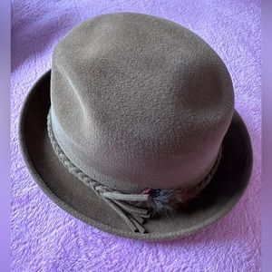 CHURCHILL LTD. GENUINE FUR FELT FEDORA HAT TAN COLOR SIZE 7 1/8